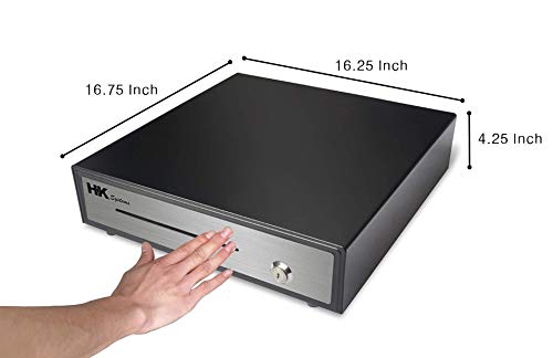 HK SYSTEMS 16" Heavy Duty Black Manual Push Open Cash Drawer with 5Bill/5Coin Stainless Steel