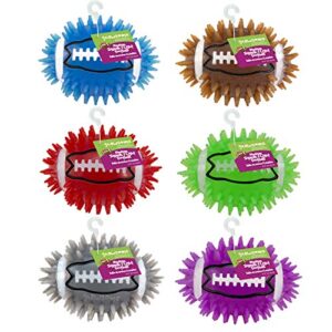 Gnawsome 4.5" Spiky Squeak & Light Football for Dogs - Durable, Rubber Bouncy Puppy Fetch & Chew Toy for Your Pet, Colors Will Vary for All Breed Sizes