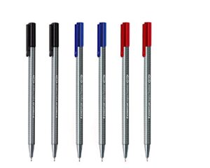 staedtler triplus fineliner 0.3mm - pack of six (2 black & 2 red & 2 blue) color: 2 black & 2 red & 2 blue, model:, office/school supply store