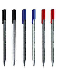 Staedtler Triplus Fineliner 0.3mm - Pack of Six (2 Black & 2 Red & 2 Blue) Color: 2 Black & 2 Red & 2 Blue, Model:, Office/School Supply Store