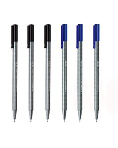 staedtler triplus fineliner 0.3mm - pack of six (3 black & 3 blue) color: 3 black & 3 blue, model:, office/school supply store