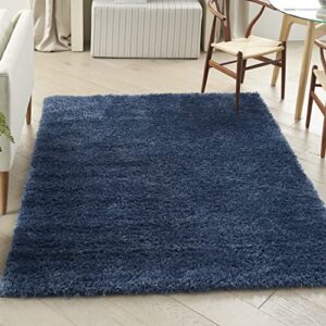 nourison lush shag modern & contemporary denim 5'3" x 7'3" area -rug, easy -cleaning, non shedding, bed room, living room, dining room, kitchen (5x7)