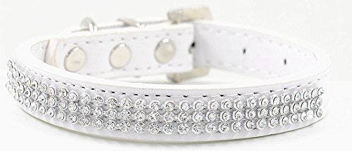 Bling Rhinestone Dog Pet Cat Puppy Pu Leather Collar Crystal Diamonds Size S M