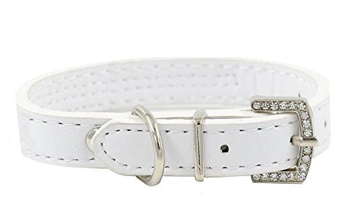 Bling Rhinestone Dog Pet Cat Puppy Pu Leather Collar Crystal Diamonds Size S M