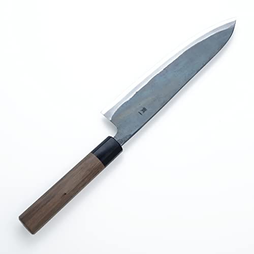 "HONMAMON" New Chef's Knife (Gyuto)210mm, Aogami Steel Kurouchi Double Bevel Japan, Walnut Handle