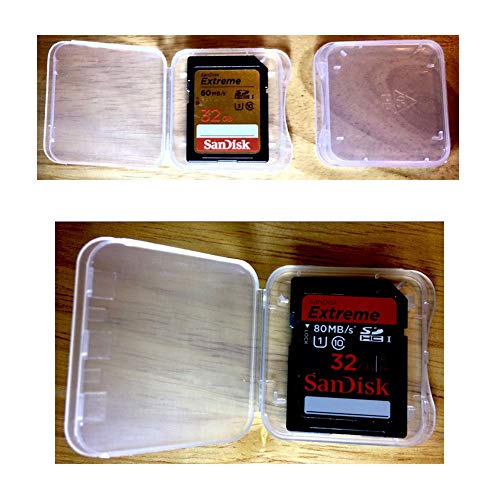 SD Card Holder, WOVTE Plastic SD MMC SDHC PRO Duo Memory Card case Holder Jewelery Case Transparent White Pack of 20