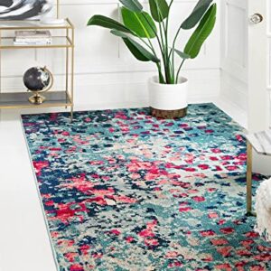 Unique Loom Jardin Collection Colorful, Vibrant, Abstract, Modern Area Rug, 4 x 6 ft, Blue/Pink