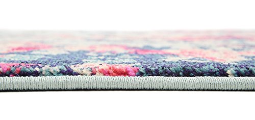 Unique Loom Jardin Collection Colorful, Vibrant, Abstract, Modern Area Rug, 4 x 6 ft, Blue/Pink