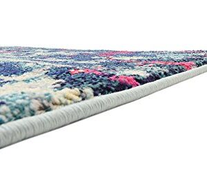 Unique Loom Jardin Collection Colorful, Vibrant, Abstract, Modern Area Rug, 4 x 6 ft, Blue/Pink