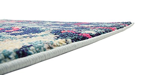 Unique Loom Jardin Collection Colorful, Vibrant, Abstract, Modern Area Rug, 4 x 6 ft, Blue/Pink