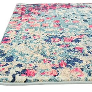 Unique Loom Jardin Collection Colorful, Vibrant, Abstract, Modern Area Rug, 4 x 6 ft, Blue/Pink