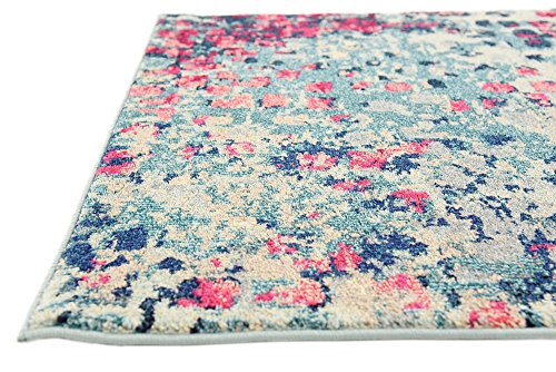 Unique Loom Jardin Collection Colorful, Vibrant, Abstract, Modern Area Rug, 4 x 6 ft, Blue/Pink