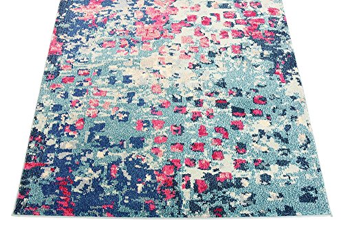 Unique Loom Jardin Collection Colorful, Vibrant, Abstract, Modern Area Rug, 4 x 6 ft, Blue/Pink