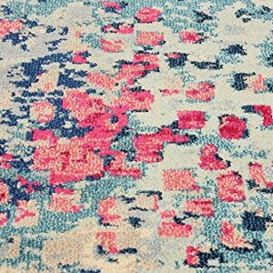 Unique Loom Jardin Collection Colorful, Vibrant, Abstract, Modern Area Rug, 4 x 6 ft, Blue/Pink