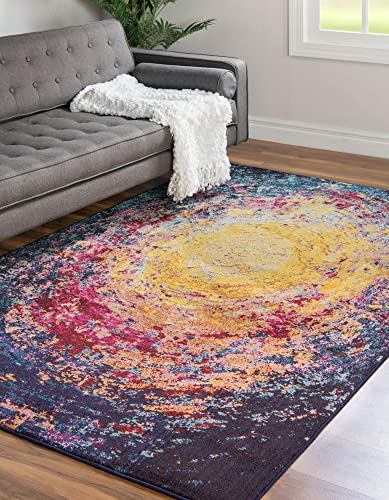 Unique Loom Estrella Collection Colorful Abstract Multi Area Rug (4' 0 x 6' 0)