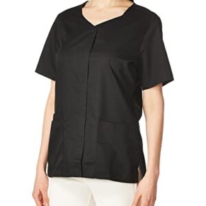WonderWink Womens Wonderwork Short Sleeve Snap Medical Scrubs Jackets, Black, Large US