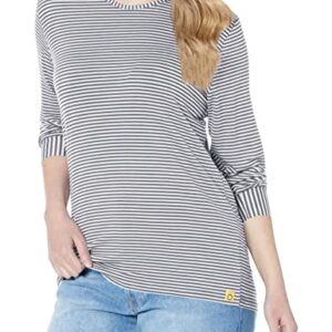 WonderWink Women's Striped Long Sleeve Tee, Pewter/White, Medium