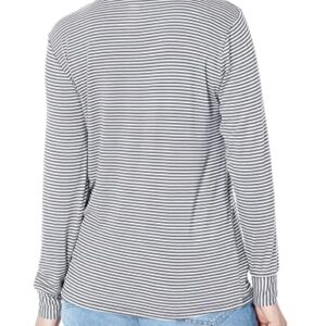 WonderWink Women's Striped Long Sleeve Tee, Pewter/White, Medium