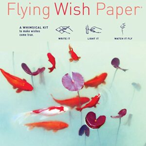 flying wish paper - write it, light it, watch it fly - koi pond, a symbol of good luck - 5" x 5" - mini kits