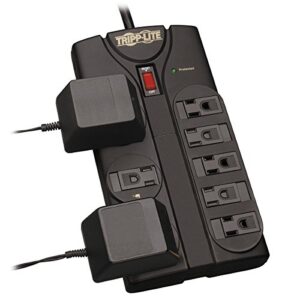 Tripp Lite TLP808B 8 Outlet Surge Protector Power Strip, 8ft Cord Right Angle Plug, Black, Lifetime Insurance