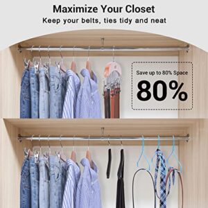 Belt Hanger Organizer for Closet, Ohuhu Wooden 12 Hooks Belt Rack Tie Holder for Storage, 360 Degree Rotating Belt Display Space Saver for Men Women Belt Tie Scarf Tank Top Accessories