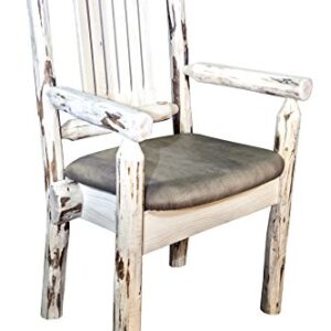 Montana Woodworks Montana Collection Captain's Chair, Ready to Finish with Upholstered Seat, Buckskin Pattern