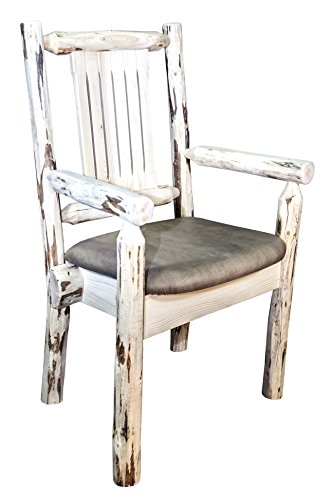 Montana Woodworks Montana Collection Captain's Chair, Ready to Finish with Upholstered Seat, Buckskin Pattern