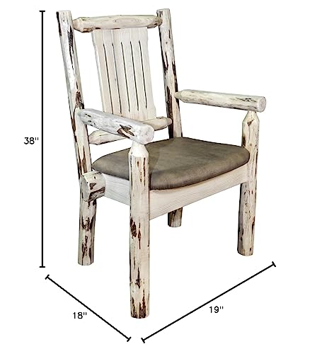 Montana Woodworks Montana Collection Captain's Chair, Ready to Finish with Upholstered Seat, Buckskin Pattern