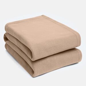 dreamscene large warm polar fleece throw over soft blanket luxury plain sofa bed (medium - 50" x 60", natural tan)