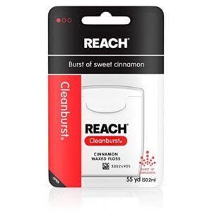 reach waxed dental floss bundle | effective plaque removal, extra wide cleaning surface | shred resistance & tension, slides smoothly & easily , pfas free | cinnamon flavored, 55 yard (pack of 6)