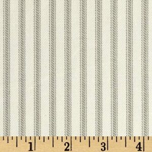 vertical ticking stripe cotton duck ivory/tan, fabric by the yard