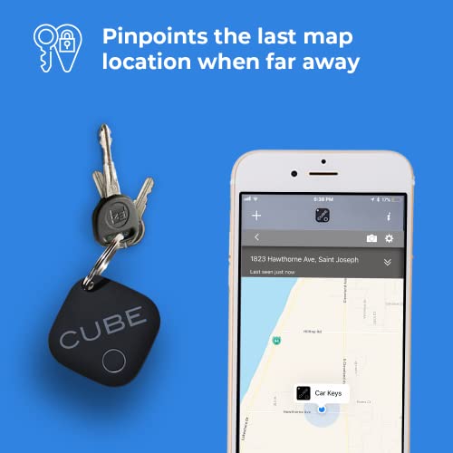 Cube Tracker Key Finder Locator Smart Bluetooth Tracker Tag: Key Tracker for Car Keys, Wallet Tracker, Remote Finder Luggage Tracker, Item Finders Waterproof Tracking Devices +App, Replaceable Battery