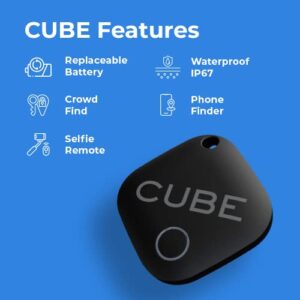 Cube Tracker Key Finder Locator Smart Bluetooth Tracker Tag: Key Tracker for Car Keys, Wallet Tracker, Remote Finder Luggage Tracker, Item Finders Waterproof Tracking Devices +App, Replaceable Battery