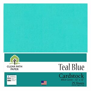 teal blue cardstock - 12 x 12 inch - 65lb cover - 25 sheets