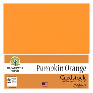 pumpkin orange cardstock - 12 x 12 inch - 65lb cover - 25 sheets - clear path paper