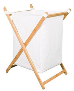 birdrock home x bamboo hamper - made of natural bamboo - includes machine washable cotton canvas liner - lightweight for easy transportation