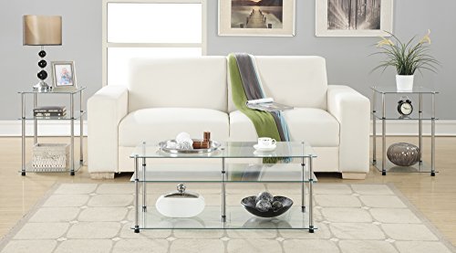 Convenience Concepts Designs2Go Classic Glass 3 Tier End Table, Glass