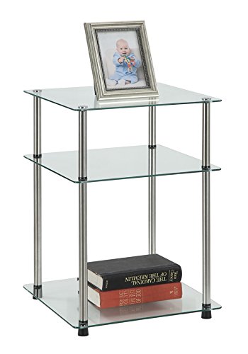 Convenience Concepts Designs2Go Classic Glass 3 Tier End Table, Glass