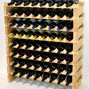 sfDisplay.com,LLC. Modular Wine Rack Beechwood 32-96 Bottle Capacity 8 Bottles Across up to 12 Rows Newest Improved Model (64 Bottles - 8 Rows)