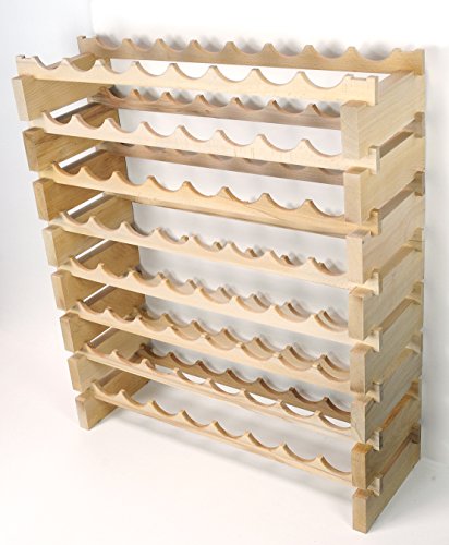 sfDisplay.com,LLC. Modular Wine Rack Beechwood 32-96 Bottle Capacity 8 Bottles Across up to 12 Rows Newest Improved Model (64 Bottles - 8 Rows)