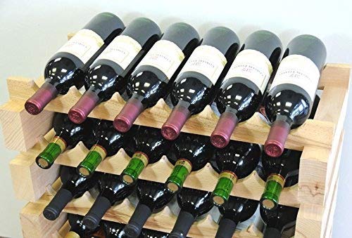 sfDisplay.com,LLC. Modular Wine Rack Beechwood 32-96 Bottle Capacity 8 Bottles Across up to 12 Rows Newest Improved Model (32 Bottles - 4 Rows)