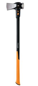 fiskars pro isocore 8lb. wood splitting maul - 36" shock control softgrip handle - wood splitter tool and maul for splitting wedge - black/orange