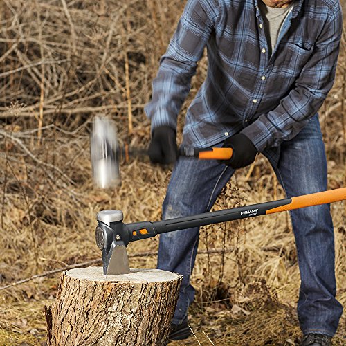 Fiskars Pro IsoCore 8lb. Wood Splitting Maul - 36" Shock Control SoftGrip Handle - Wood Splitter Tool and Maul for Splitting Wedge - Black/Orange