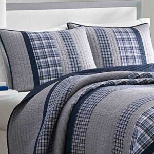 Nautica - Queen Quilt, Cotton Reversible Bedding, Home Decor for All Seasons (Adelson Blue, Queen)