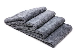 korean plush premium edgeless microfiber detailing towels (16"x16") 4-pack (gray)