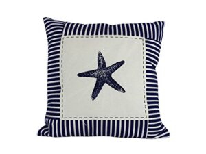 hampton nautical blue stripes decorative thrown sea life tropical pillow, 16", starfish