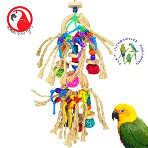 Bonka Bird Toys 1845 Pluck My Rings Colorful Natural Foraging Chew Wood Preen Sisal Vine Parrot Amazon African Grey Conure Rosetta Cockatiel Parakeet