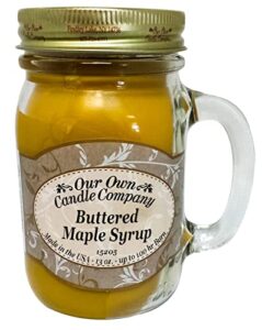 our own candle company buttered maple syrup scented 13 ounce mason jar candle