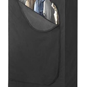 Whitmor Portable Wardrobe Clothes Closet Storage Organizer with Hanging Rack - Black Color - No-tool Assembly - See Through Window - Washable Fabric Cover - Extra Strong & Durable - 19.75 x 36 x 64”