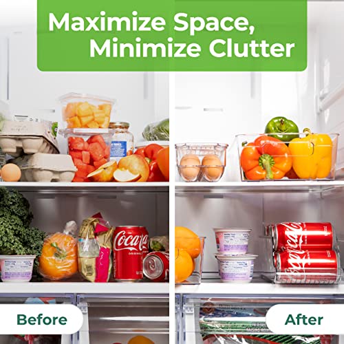 Greenco Refrigerator Organizer Bins, Fridge Organizer, Organizers and Storage Clear Bins with Durable Handles, Kitchen Organization, Shatterproof - Set of 6